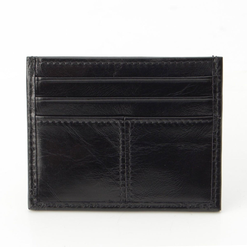 Prada Soft Looks Leather Triangle Logo Card Case Black — view 2