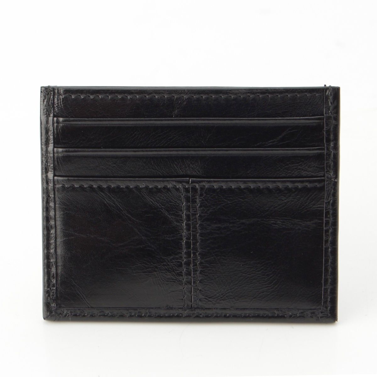 Prada Soft Looks Leather Triangle Logo Card Case Black — view 2