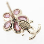 Chanel CC Logo Flower Earrings Pink Gold — view 6