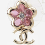 Chanel CC Logo Flower Earrings Pink Gold — view 3