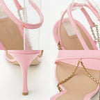 Bottega Veneta Chain Strap Pin Sandals Pink Gold — view 9