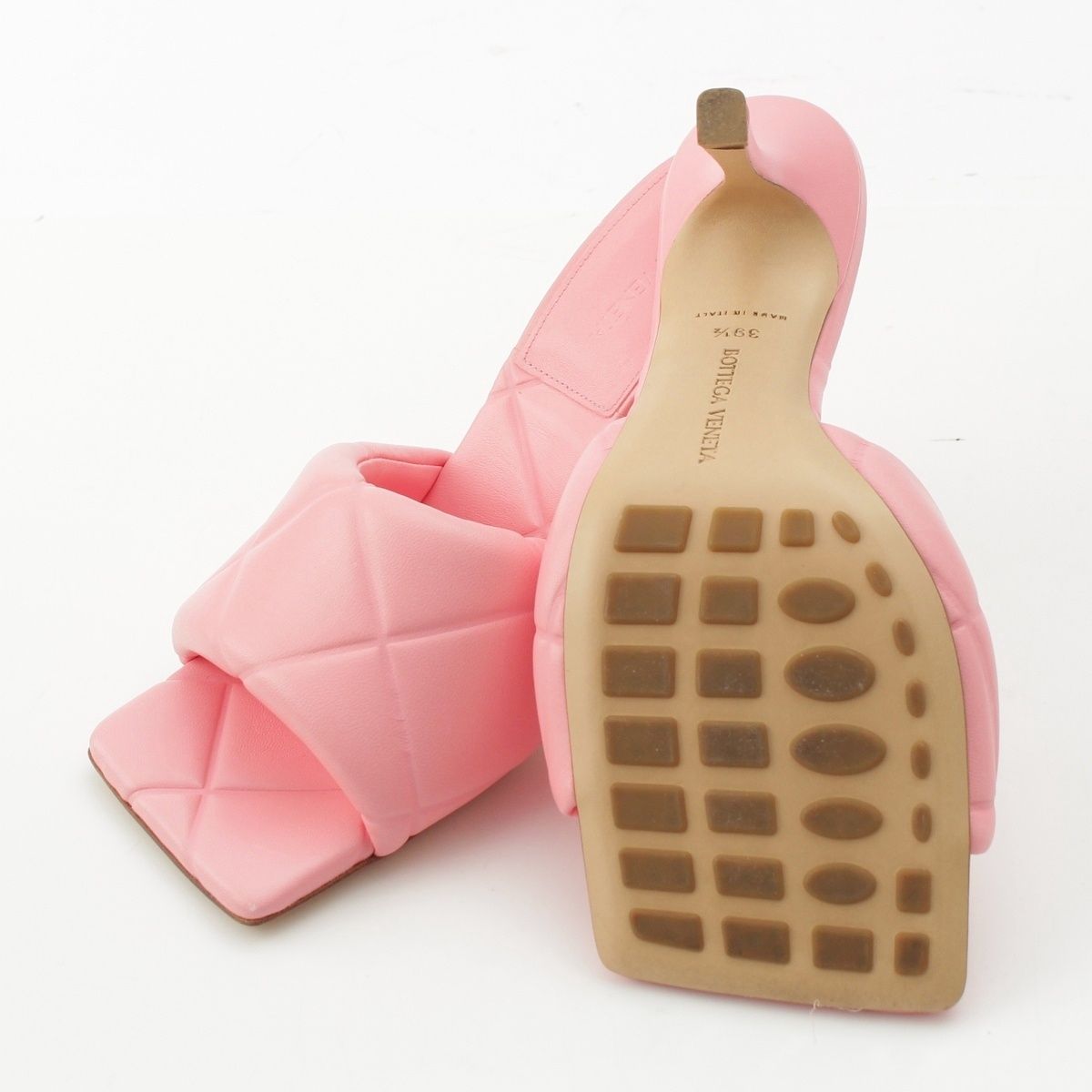 Bottega Veneta Lido Intrecciato Square Sandals Pink — view 5