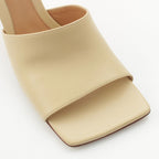 Bottega Veneta Leather Square Toe Sandals Beige — view 6
