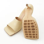 Bottega Veneta Leather Square Toe Sandals Beige — view 5