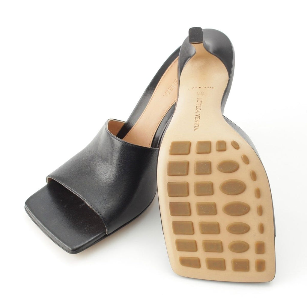 Bottega Veneta Leather Pin Heels Square Sandals Black — view 5