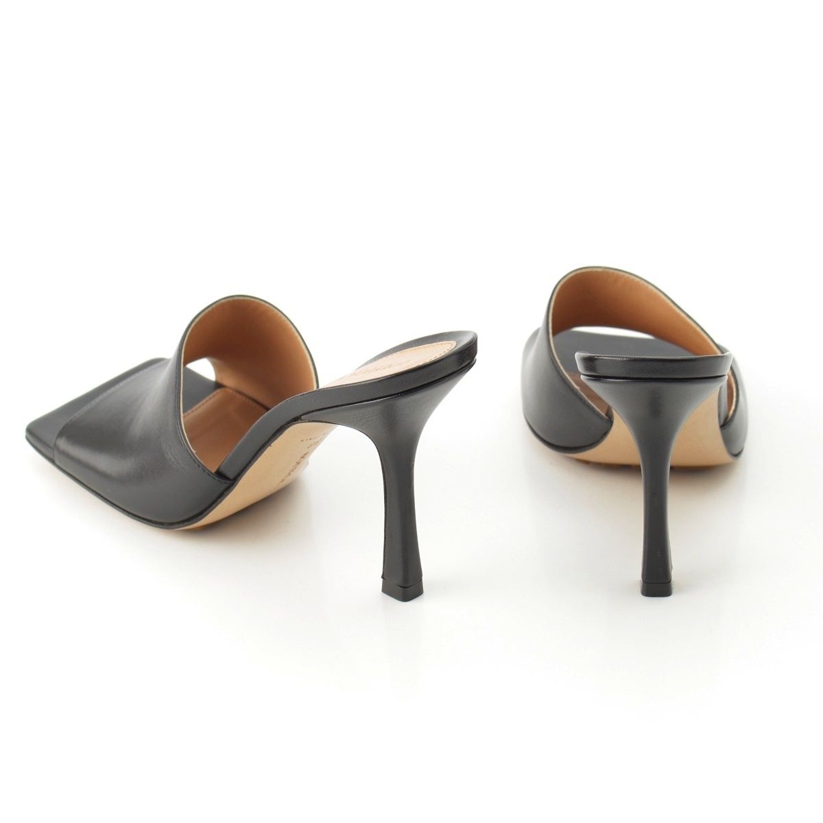 Bottega Veneta Leather Pin Heels Square Sandals Black — view 4