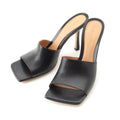 Bottega Veneta Leather Pin Heels Square Sandals Black