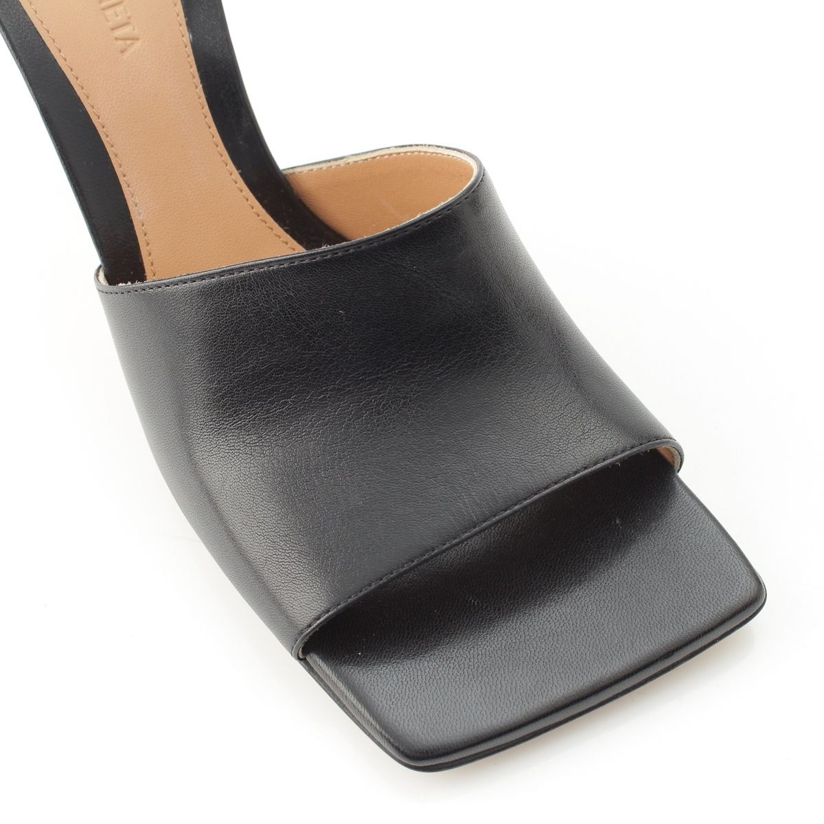 Bottega Veneta Leather Pin Heels Square Sandals Black — view 6