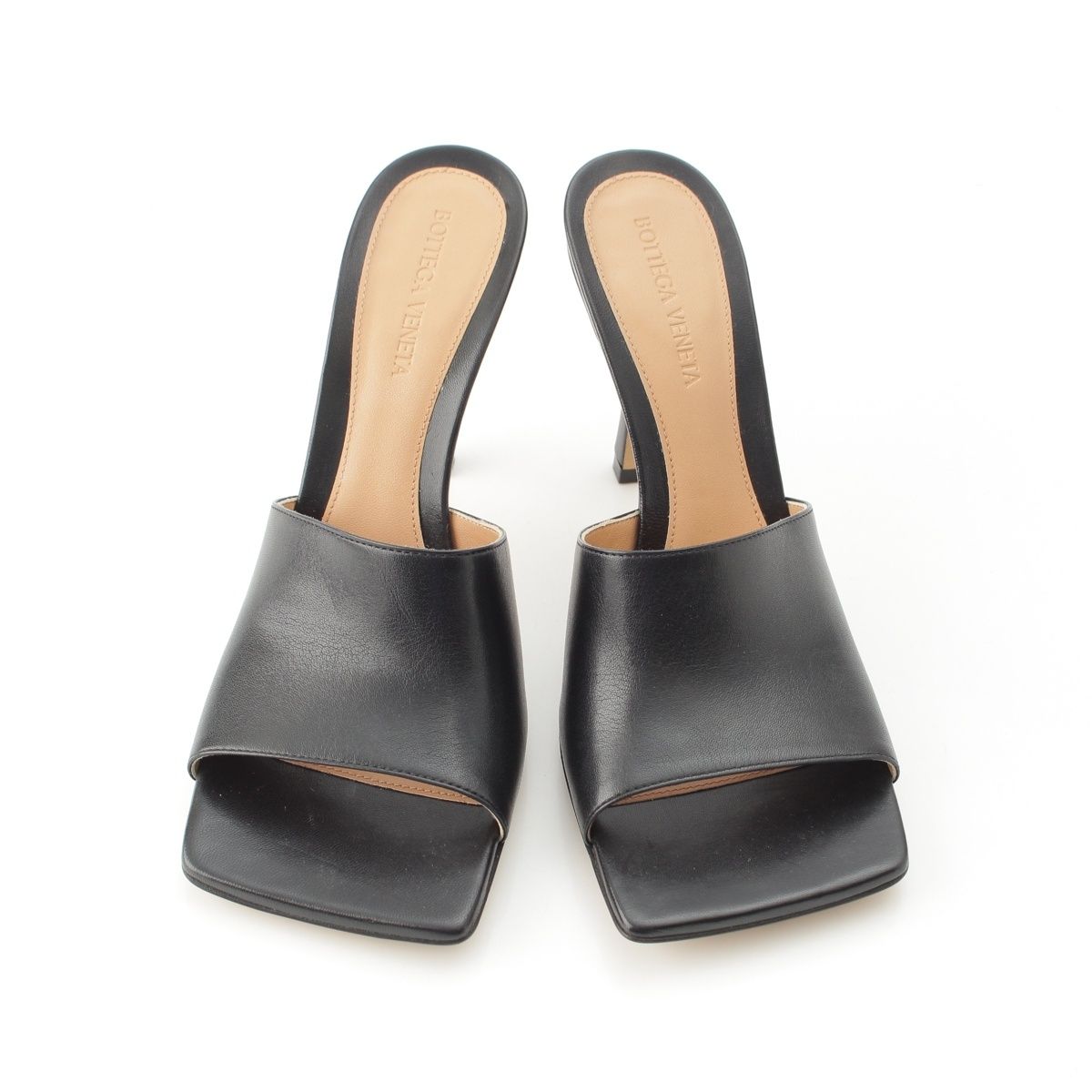 Bottega Veneta Leather Pin Heels Square Sandals Black — view 2