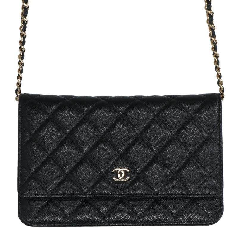 Chanel Quilted Caviar Leather Chain Wallet Shoulder