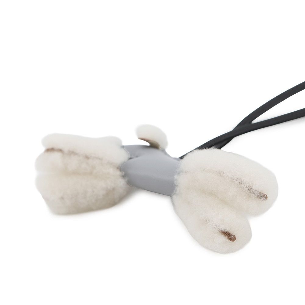Hermes Bag Charm Buddy Gris Perle Black Lambskin Shearling — view 2