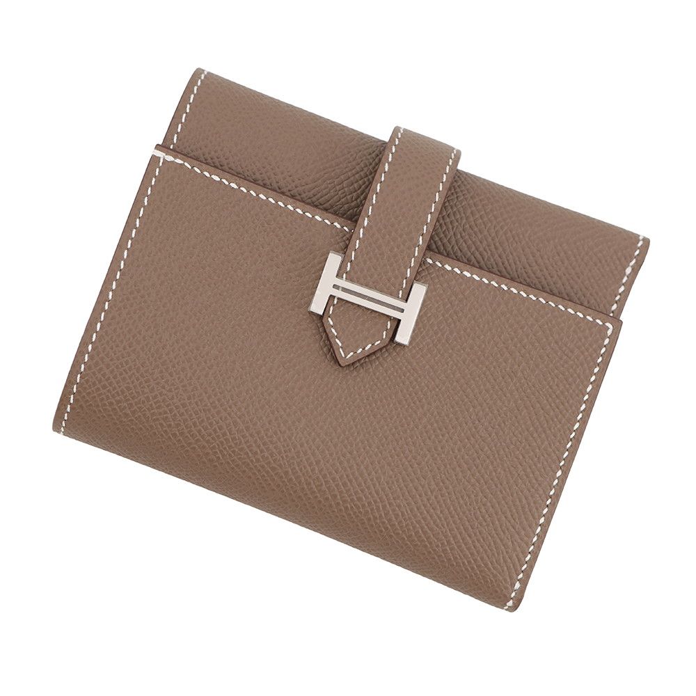 Hermes Trifold Wallet Bearn Combination Etoupe Silver Epsom