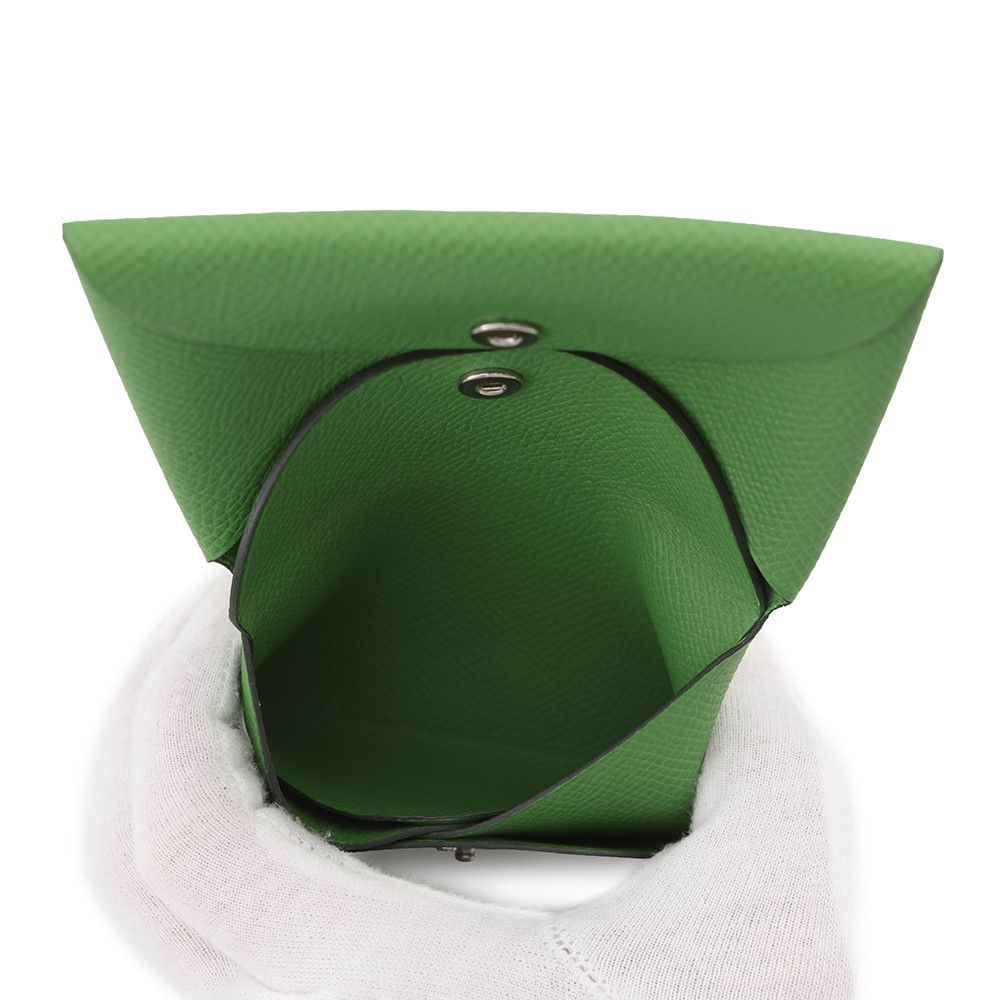 Hermes Coin Case Calvi Duo Vert Yucca Silver Epsom — view 5