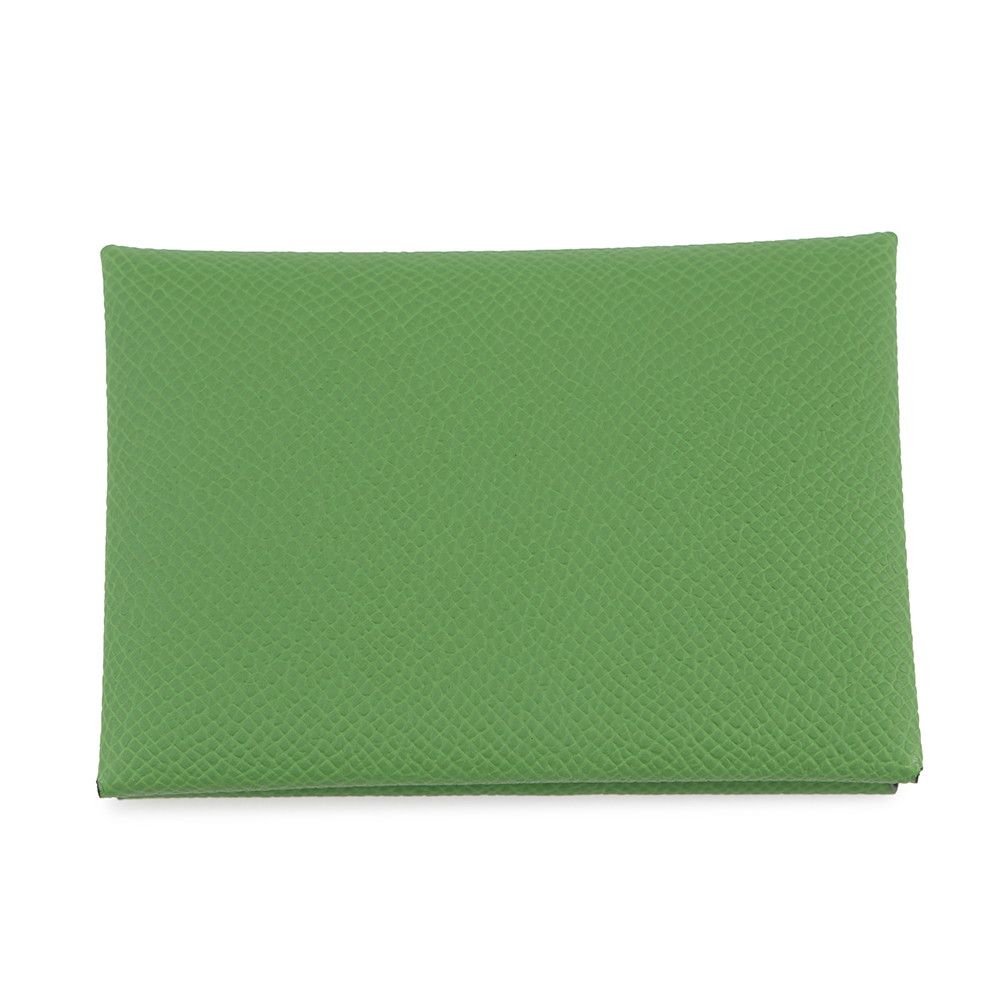 Hermes Coin Case Calvi Duo Vert Yucca Silver Epsom — view 3