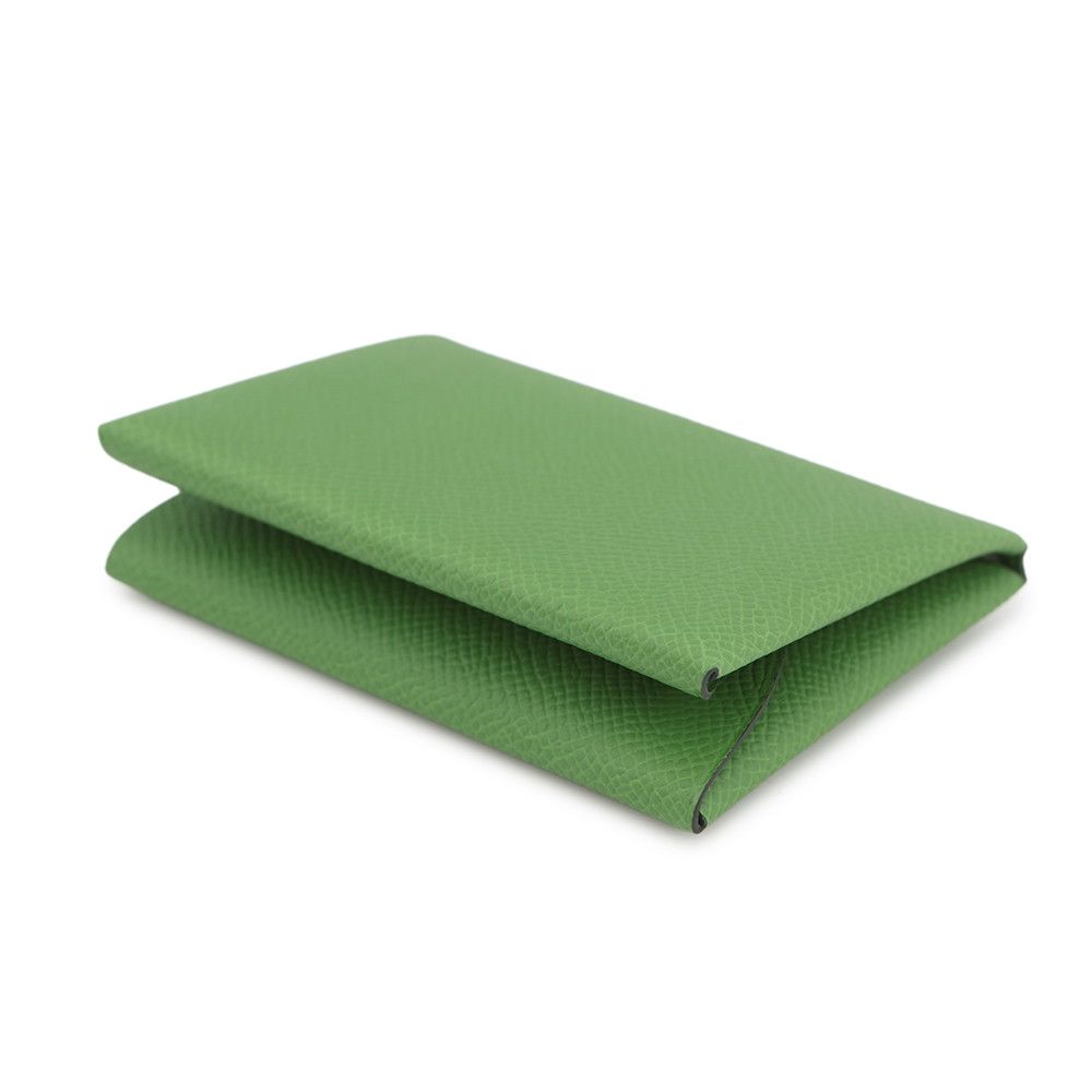 Hermes Coin Case Calvi Duo Vert Yucca Silver Epsom — view 2