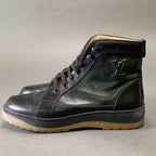 Louis Vuitton LV Logo Lace Up Boots Shoes 7 Black Leather — view 2