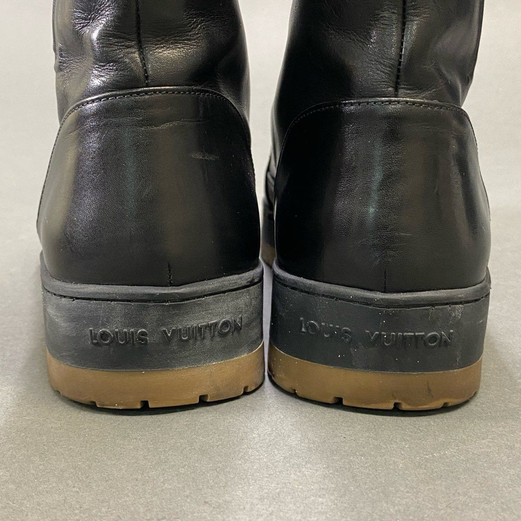 Louis Vuitton LV Logo Lace Up Boots Shoes 7 Black Leather — view 7