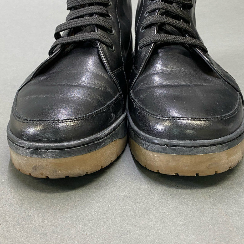 Louis Vuitton LV Logo Lace Up Boots Shoes 7 Black Leather — view 8