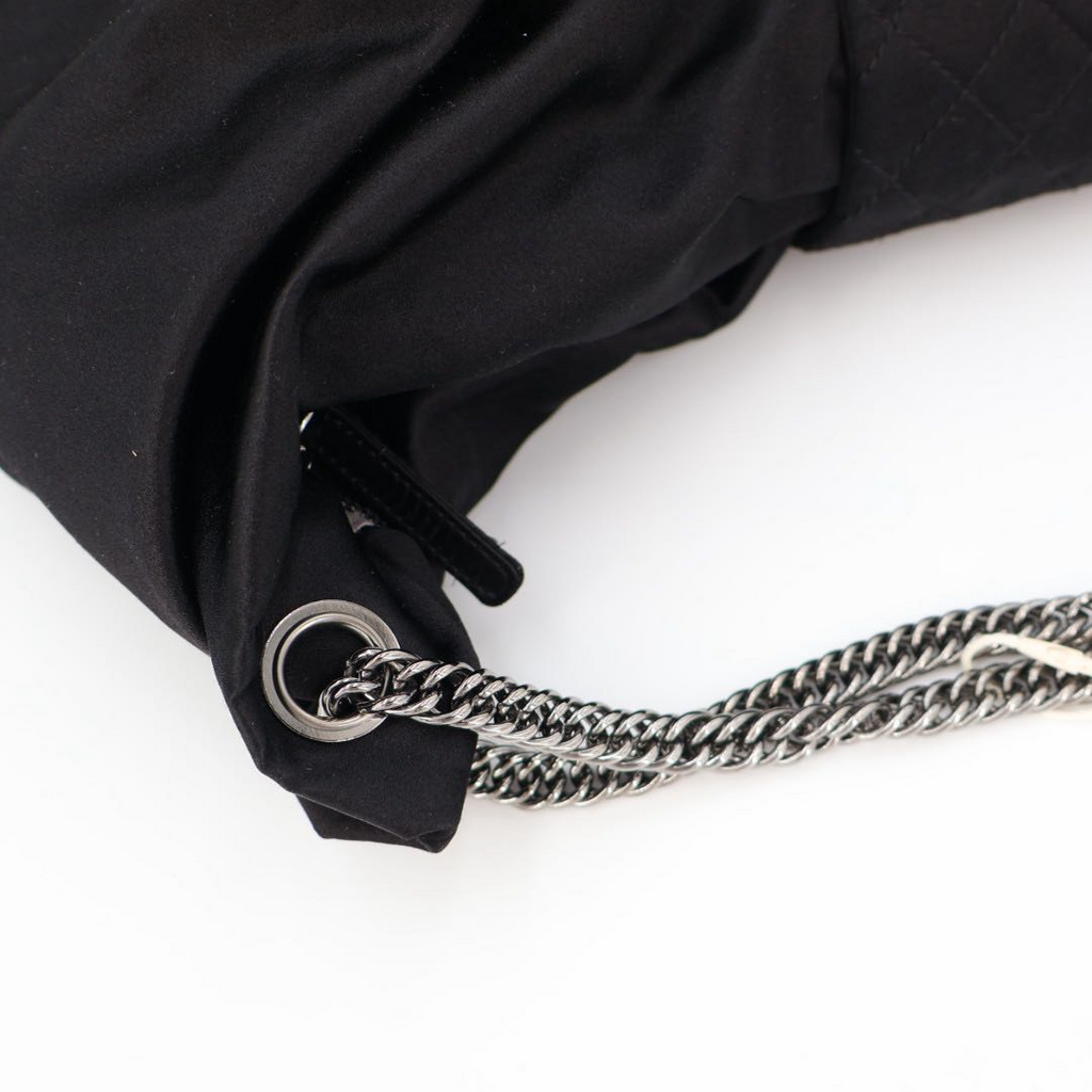 Chanel 2.55 Chain Ribbon Shoulder Satin Black Handbag — view 5