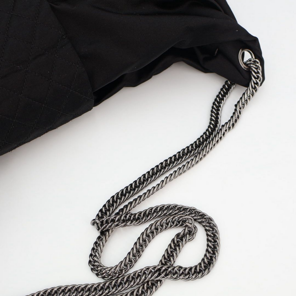 Chanel 2.55 Chain Ribbon Shoulder Satin Black Handbag — view 9