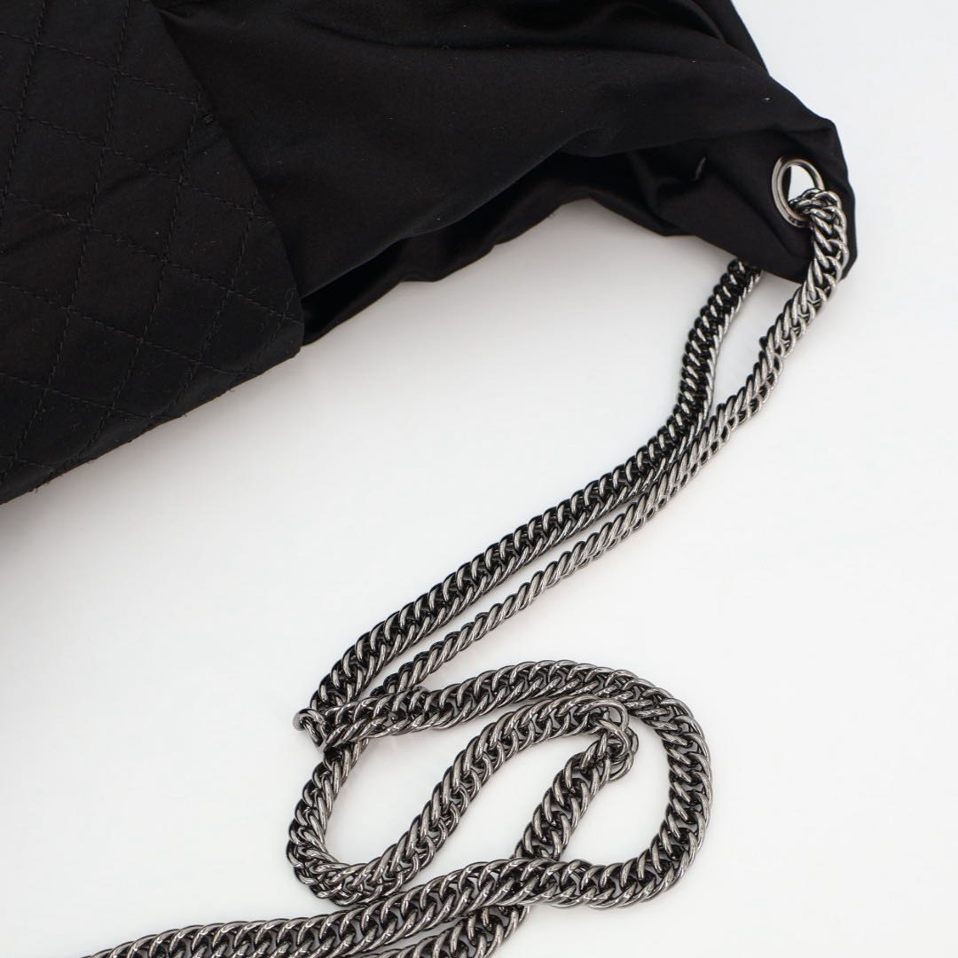 Chanel 2.55 Chain Ribbon Shoulder Satin Black Handbag — view 9