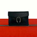 Gucci Dionysus Leather Chain Mini Shoulder Bag Pochette Crossbody Wallet Black