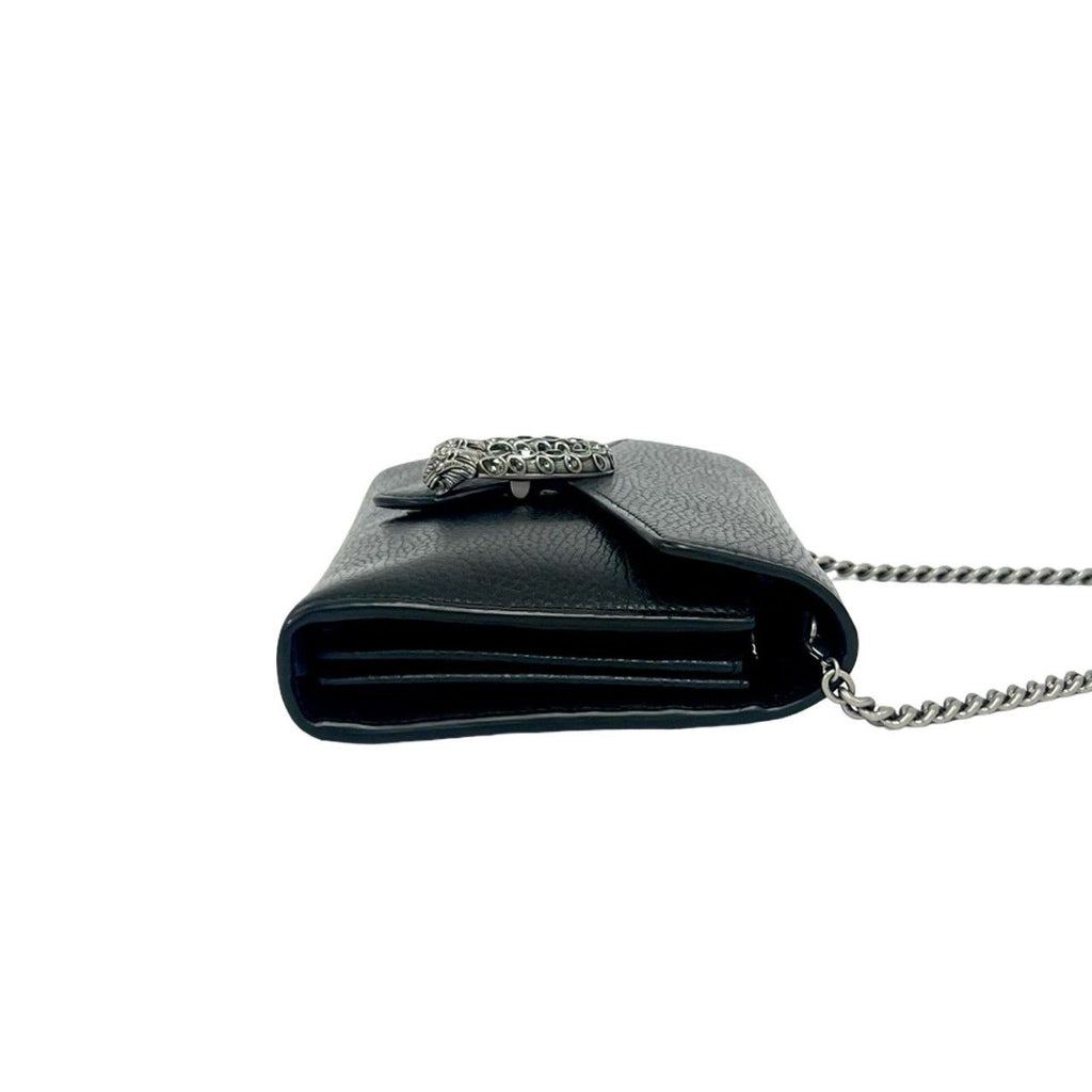Gucci Dionysus Leather Chain Mini Shoulder Bag Pochette Crossbody Wallet Black — view 6