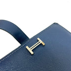 Hermes Bifold Wallet Bearn Compact Blue Thalassa Gold — view 9