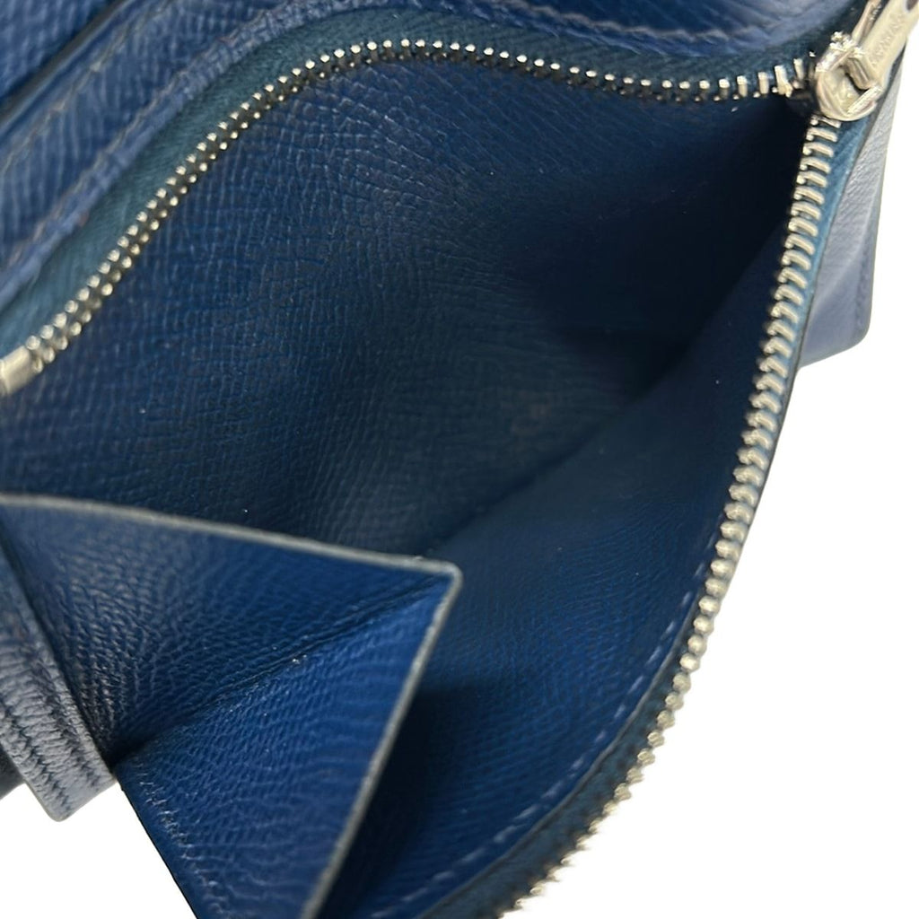 Hermes Bifold Wallet Bearn Compact Blue Thalassa Gold — view 4