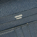 Hermes Bifold Wallet Bearn Compact Blue Thalassa Gold — view 5