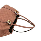 Gucci GG Twins Logo Guccissima Embossed Leather Tote Shoulder Bag Pink — view 4