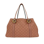 Gucci GG Twins Logo Guccissima Embossed Leather Tote Shoulder Bag Pink — view 3
