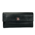 Chanel Wallet Lucky Clover Black Silver Leather