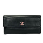 Chanel Wallet Lucky Clover Black Silver Leather