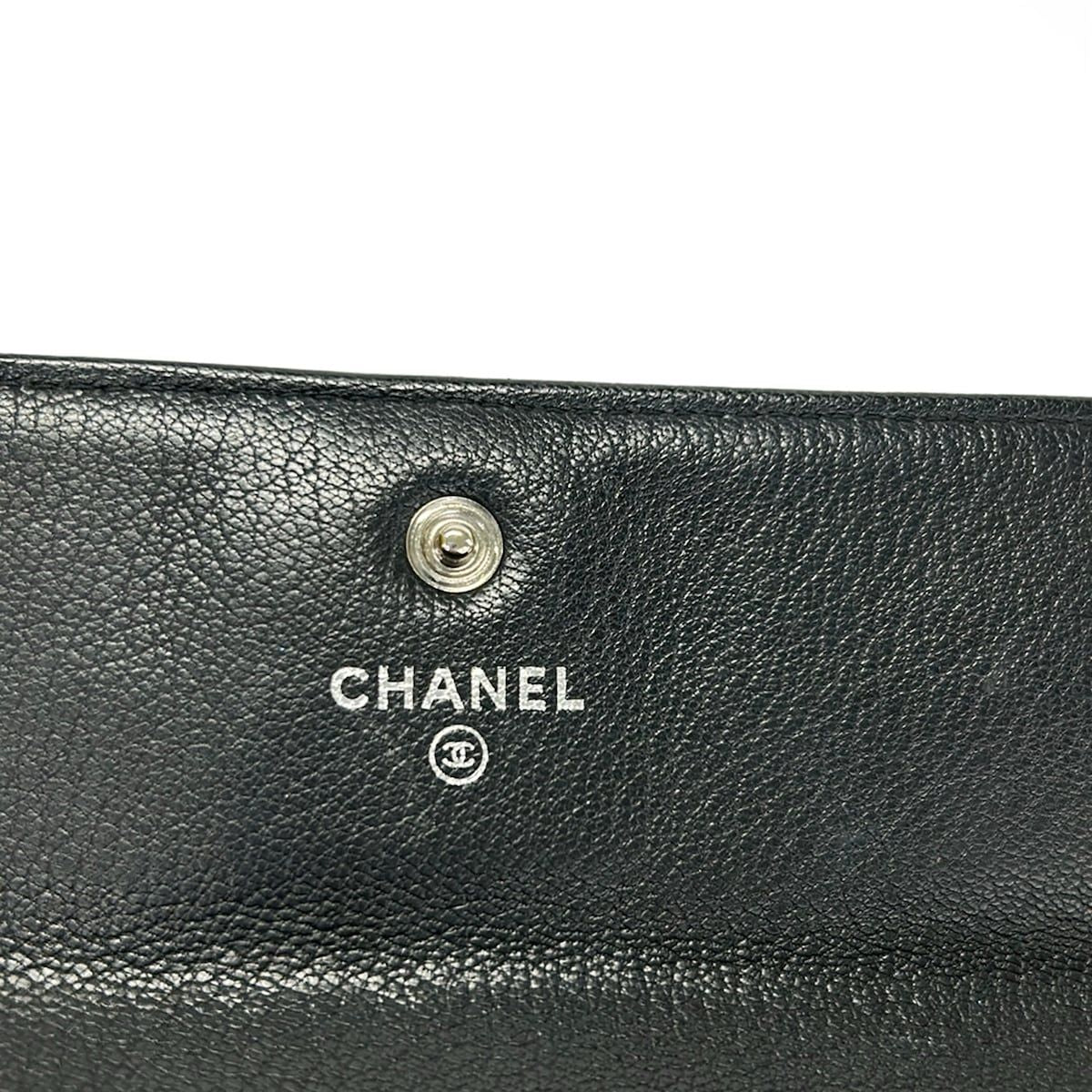 Chanel Wallet Lucky Clover Black Silver Leather — view 6