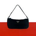 Prada Triangle Tessuto Nylon Mini Handbag Pouch Black
