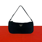 Prada Triangle Tessuto Nylon Mini Handbag Pouch Black