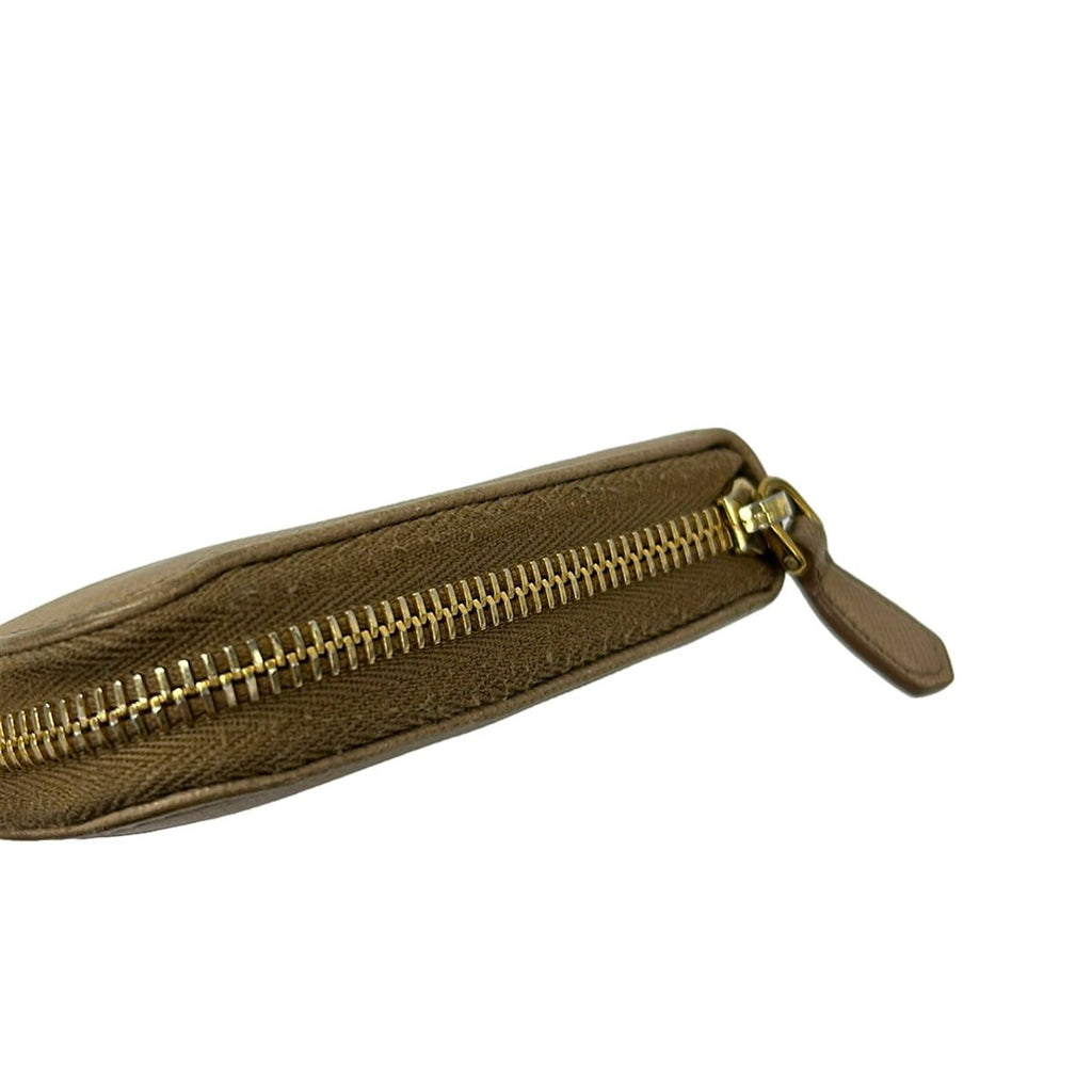 Prada Wallet Beige Zip Around Leather — view 6