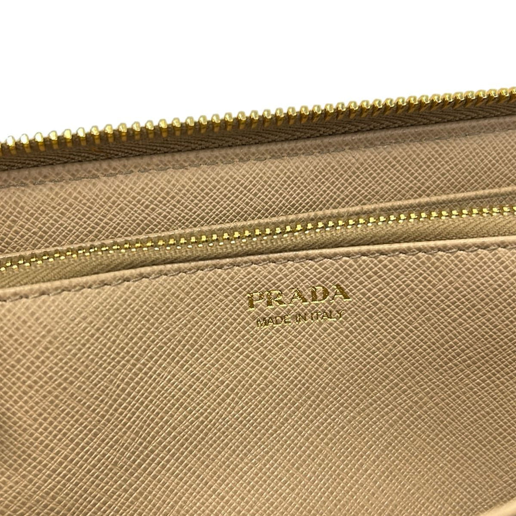 Prada Wallet Beige Zip Around Leather — view 5