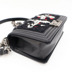 Chanel Chane Tweed Lambskin Boy Braided Logo Mark Chain Shoulder Black — view 5