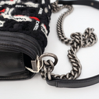 Chanel Chane Tweed Lambskin Boy Braided Logo Mark Chain Shoulder Black — view 7