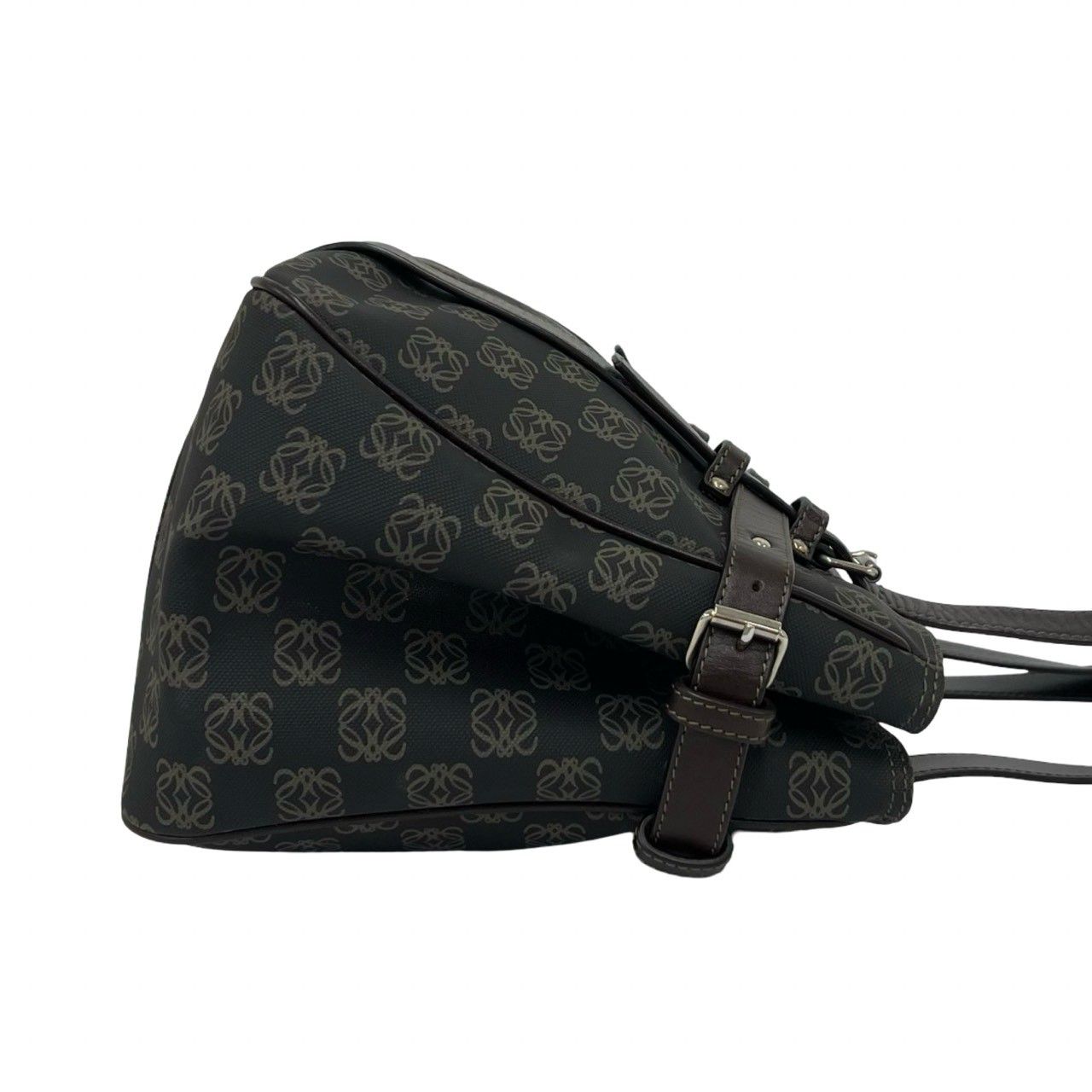Loewe Repeat Anagram All Over Pattern Leather Tote Shoulder Bag Gray — view 6