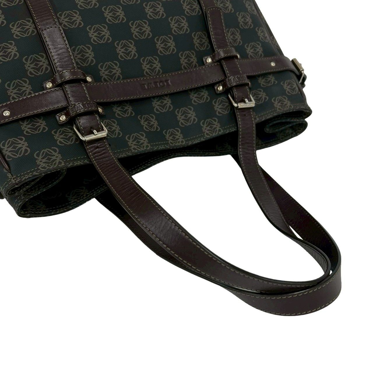 Loewe Repeat Anagram All Over Pattern Leather Tote Shoulder Bag Gray — view 4