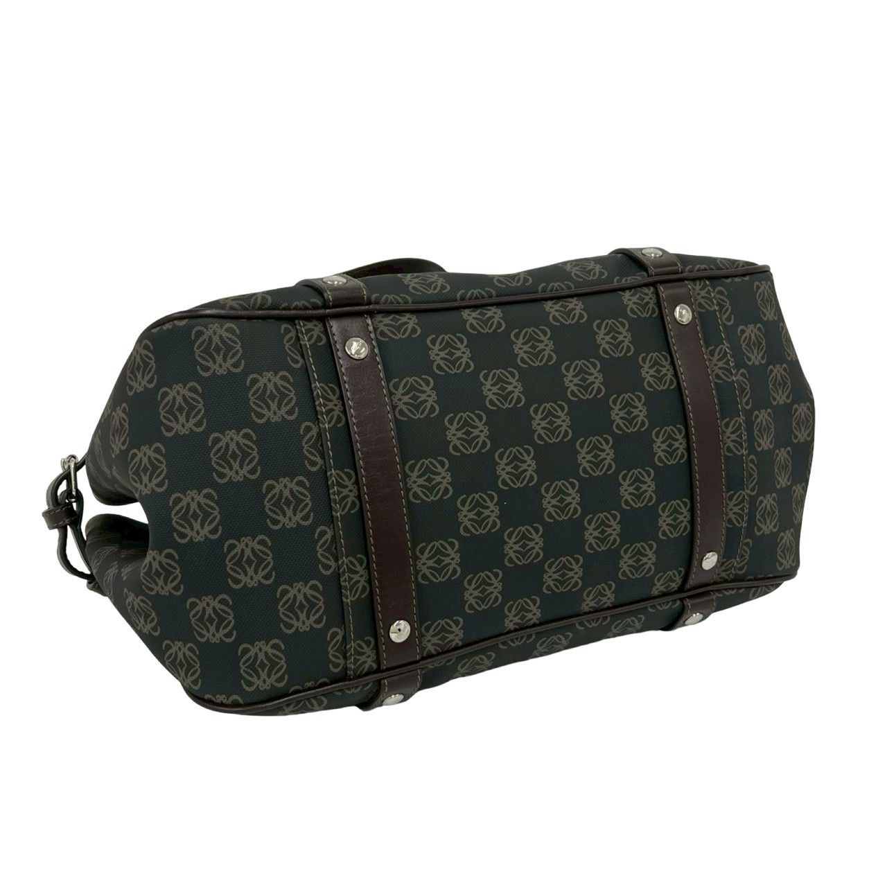 Loewe Repeat Anagram All Over Pattern Leather Tote Shoulder Bag Gray — view 7