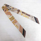 Hermes Twilly Chemise Mors a Jouets Scarf Silk 100% Chocolate Brown Ribbon — view 3