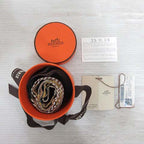 Hermes Twilly Chemise Mors a Jouets Scarf Silk 100% Chocolate Brown Ribbon — view 2
