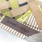Hermes Twilly Chemise Mors a Jouets Scarf Silk 100% Chocolate Brown Ribbon — view 4