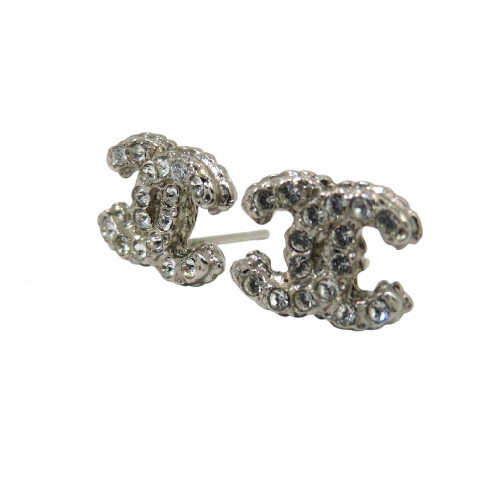 Chanel Earrings Rhinestone Silver — view 7