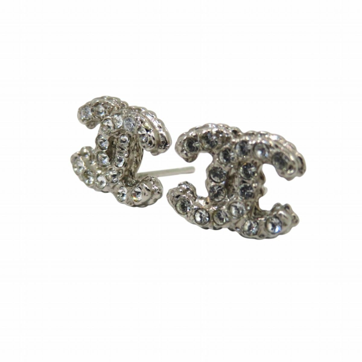 Chanel Earrings Rhinestone Silver — view 7
