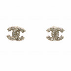 Chanel Earrings Rhinestone Silver